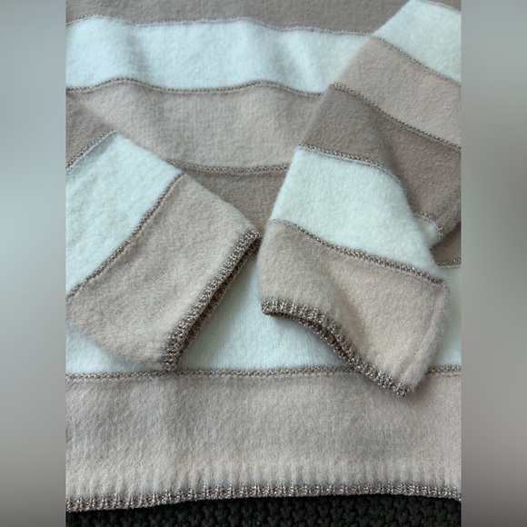 Striped Beige and Cream Women's Sweater - Picture 7 of 8